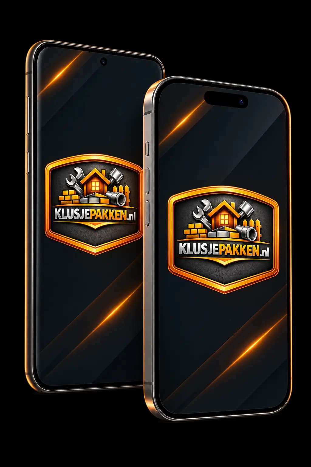 Android- en iOS-telefoons met het KlusjePakken-laadscherm